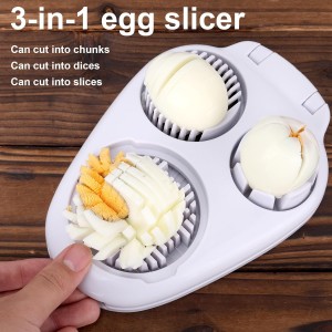 3 in 1 Boiled Egg Slicer, 3-Way Egg Slicer for Hard Boiled Eggs 3 Slice Modes Chopper Cutter Stainless Steel Dicer Multipurpose Kitchen Utensils for Butter Mushroom Strawberry Tomato