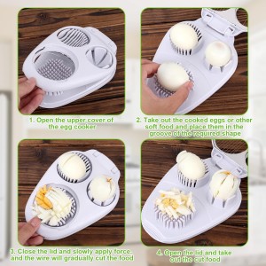 3 in 1 Boiled Egg Slicer, 3-Way Egg Slicer for Hard Boiled Eggs 3 Slice Modes Chopper Cutter Stainless Steel Dicer Multipurpose Kitchen Utensils for Butter Mushroom Strawberry Tomato