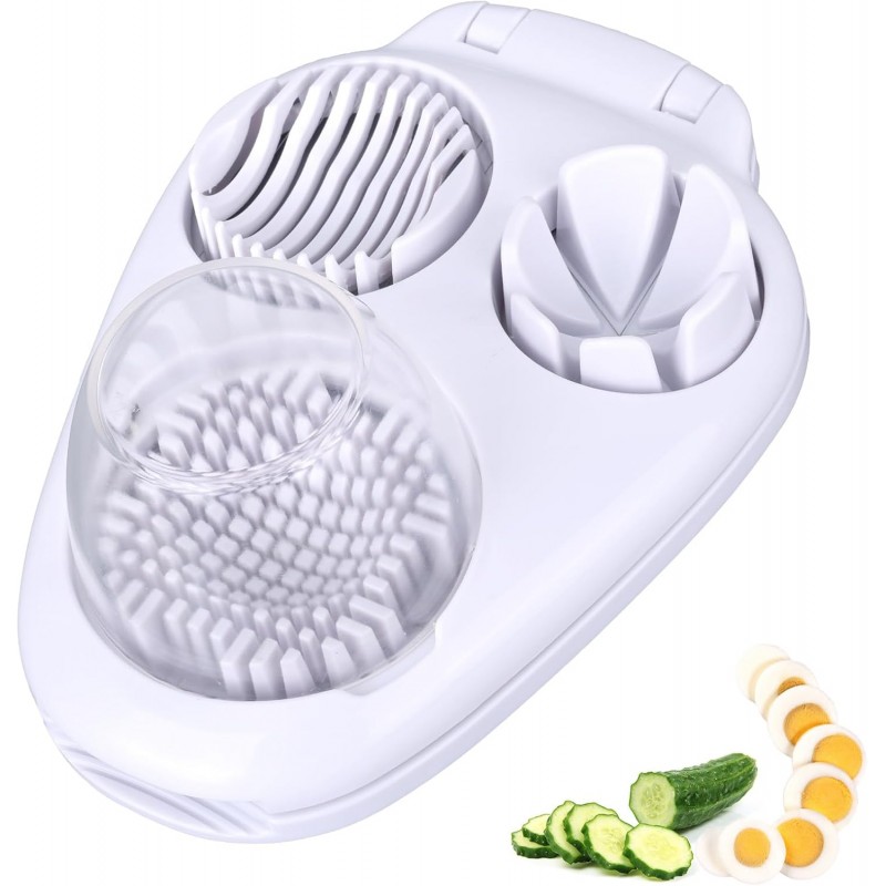 3 in 1 Boiled Egg Slicer, 3-Way Egg Slicer for Hard Boiled Eggs 3 Slice Modes Chopper Cutter Stainless Steel Dicer Multipurpose Kitchen Utensils for Butter Mushroom Strawberry Tomato