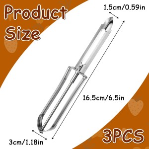 3 Pack Vegetable Peelers for Kitchen, Stainless Steel Fruit Potato Peeler with Easy Grip Ergonomic Handle, Dishwasher Safe Swivel Fruit Peelers