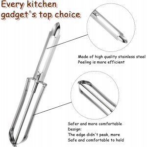 3 Pack Vegetable Peelers for Kitchen, Stainless Steel Fruit Potato Peeler with Easy Grip Ergonomic Handle, Dishwasher Safe Swivel Fruit Peelers