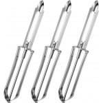 3 Pack Vegetable Peelers for Kitchen, Stainless Steel Fruit Potato Peeler with Easy Grip Ergonomic Handle, Dishwasher Safe Swivel Fruit Peelers