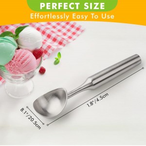 Ice Cream Scoop Stainless Steel. Ice Cream Scooper, Heavy Duty, Seamless Design, Comfortable Grip Long Handle, for Ice Cream, Gelato, Sorbet, Cookie Dough, Melon, Frozen Yogurt