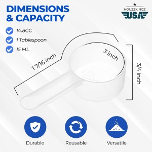 4 Pack Tablespoon Measuring Spoon Set - Coffee Measuring Scoop Plastic 1 Tablespoon (15 ML) Coffee Scoop for Ground Coffee, Small Scoops for Food, Canisters, Tea, Protein, Dry Goods Tbsp Mini Scooper