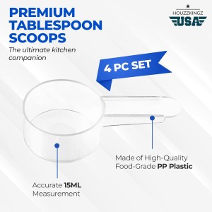 4 Pack Tablespoon Measuring Spoon Set - Coffee Measuring Scoop Plastic 1 Tablespoon (15 ML) Coffee Scoop for Ground Coffee, Small Scoops for Food, Canisters, Tea, Protein, Dry Goods Tbsp Mini Scooper