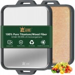 Titanium Cutting Board for Kitchen, Double Sided Pure Titanium and Wood Fiber Cutting Board with Juice Groove, Food Grade Material, for Chopping Meat/Vegetables/Fruit Dishwasher Safe 16"×11"