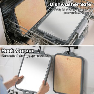 Titanium Cutting Board for Kitchen, Double Sided Pure Titanium and Wood Fiber Cutting Board with Juice Groove, Food Grade Material, for Chopping Meat/Vegetables/Fruit Dishwasher Safe 16"×11"