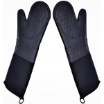 Extra Long Professional Silicone Oven Mitts with Quilted Liner, Durable Heat Resistant Oven Gloves, Heat Resistant Oven Gloves,2pcs