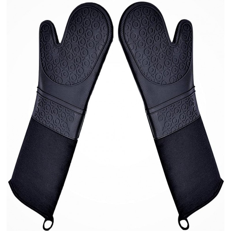 Extra Long Professional Silicone Oven Mitts with Quilted Liner, Durable Heat Resistant Oven Gloves, Heat Resistant Oven Gloves,2pcs