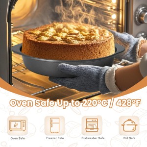 BEWOS 9 Inch Cake Pan Set - 100 Pcs Parchment Paper With 3 Pcs Carbon Steel Round Cake Pans, Nonstick Baking Pans Set With Handle, Dishwasher Safe