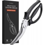 Poultry Shears, Kitchen Shears with Spring Loaded, Heavy Duty Poultry Scissors for Meat, Chicken,Turkey, Anti-Slip Handle,Safety Lock,Dishwasher Safe