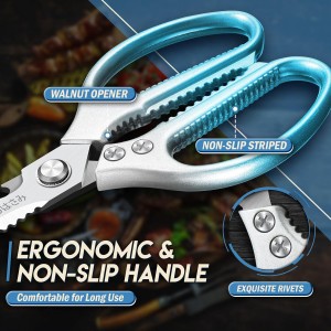 TIJERAS Kitchen Scissors Set Blue - Stainless Steel Kitchen Shear, Sharp Meat Scissors Dishwasher Safe, Heavy Duty Poultry Shears, Japanese Cooking Scissor for Food, Chicken,Turkey, Christmas Gifts