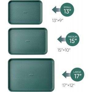 CAROTE 3-Piece Baking Pan Set - Bakeware Set, Baking Sheet Set Including 13 Inch 15 Inch 17 Inch Sheet Pan, Cookie Sheet for Baking, Deep Olive Green