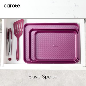 CAROTE 3-Piece Baking Pan Set - Bakeware Set, Baking Sheet Set Including 13 Inch 15 Inch 17 Inch Sheet Pan, Cookie Sheet for Baking, Royal Violet
