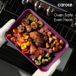 CAROTE 3-Piece Baking Pan Set - Bakeware Set, Baking Sheet Set Including 13 Inch 15 Inch 17 Inch Sheet Pan, Cookie Sheet for Baking, Royal Violet