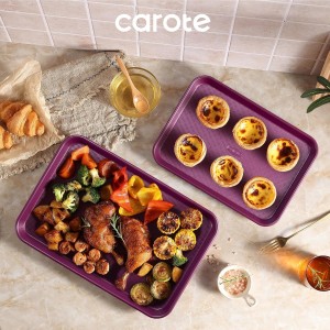 CAROTE 3-Piece Baking Pan Set - Bakeware Set, Baking Sheet Set Including 13 Inch 15 Inch 17 Inch Sheet Pan, Cookie Sheet for Baking, Royal Violet