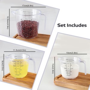 Measuring Cup Set, HIA 3PCS Plastic Liquid Measuring Cups for Prepping, Baking and Cooking, Dishwasher Safe (4, 1.5 and 3/4 Cup)