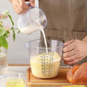 Measuring Cup Set, HIA 3PCS Plastic Liquid Measuring Cups for Prepping, Baking and Cooking, Dishwasher Safe (4, 1.5 and 3/4 Cup)