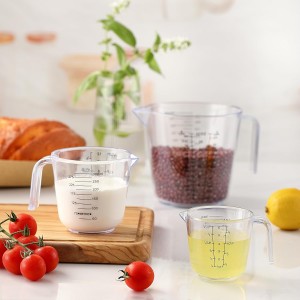 Measuring Cup Set, HIA 3PCS Plastic Liquid Measuring Cups for Prepping, Baking and Cooking, Dishwasher Safe (4, 1.5 and 3/4 Cup)
