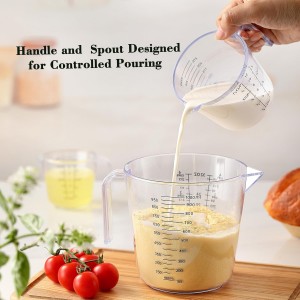 Measuring Cup Set, HIA 3PCS Plastic Liquid Measuring Cups for Prepping, Baking and Cooking, Dishwasher Safe (4, 1.5 and 3/4 Cup)