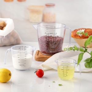 Measuring Cup Set, HIA 3PCS Plastic Liquid Measuring Cups for Prepping, Baking and Cooking, Dishwasher Safe (4, 1.5 and 3/4 Cup)