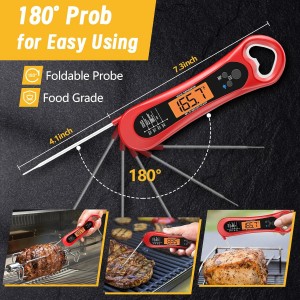 Meat Thermometer Digital, Instant Read Meat Thermometer for Grill and Cooking, with Bottle Opener, Backlight & Calibration Food Thermometer, Kitchen Gadgets for BBQ, Turkey, Candy, Liquids