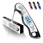 Meat Thermometer, IP67 Waterproof Digital Meat Thermometer with Backlight, Hold Function & Magnet for Grill, BBQ, Candy, Beef,Turkey