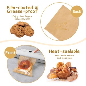 SUREHOME Cookie Bags Small Brown Paper Bags with Window 100 Pcs Thank You Stickers 5.7 x 6.5 Inch Individual Heat Sealable Kraft Bakery Bags for Gift Giving, Treats, Snacks, Baked Goods Packaging