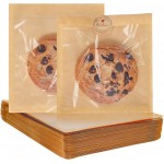 SUREHOME Cookie Bags Small Brown Paper Bags with Window 100 Pcs Thank You Stickers 5.7 x 6.5 Inch Individual Heat Sealable Kraft Bakery Bags for Gift Giving, Treats, Snacks, Baked Goods Packaging