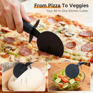 Pizza Cutter and Server Set - 9.25 Inch Sharp Stainless Steel Blade (430) with Finger Guard & Non-Slip Handle - Dishwasher Safe Pizza Slicer for Crusts and Pies
