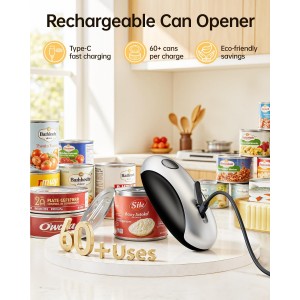 Rechargeable Electric Can Opener - Smooth Edge, One-Touch Automatic Can Opener for Seniors & Arthritis, Hands-Free Can Openers for Kitchen, Type-C Fast Charge, Compact Portable Can Openers