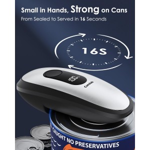 Canslab IRON Rechargeable Electric Can Opener: Wall-Mountable Easy Storage, Smart Auto Stop & LED Battery Track, Hands-Free Operation, Side Cut Smooth Edge, Stainless Steel Professional-Grade Blade