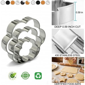 Stainless Steel Cookie Cutters Set 12Pcs - Heart, Flower, Round, Five Star Shapes - Small to Mini Size, Metal Biscuit Cutter Molds for Baking or Holiday Party Decorations
