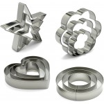 Stainless Steel Cookie Cutters Set 12Pcs - Heart, Flower, Round, Five Star Shapes - Small to Mini Size, Metal Biscuit Cutter Molds for Baking or Holiday Party Decorations