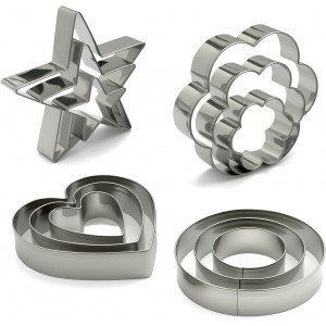 Stainless Steel Cookie Cutters Set 12Pcs...