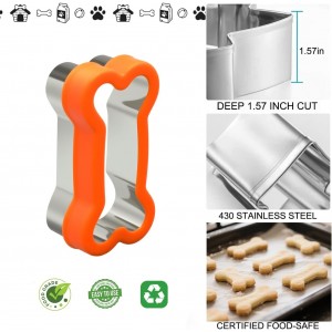 Dog Bone Shape Cookie Cutter Set, 3 Pieces - Large 4.45'' Small 2.95'' Mini 1.53'', Stainless Steel Dog Treats Cutters Biscuit Molds with Plastic Cover