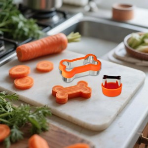 Dog Bone Shape Cookie Cutter Set, 3 Pieces - Large 4.45'' Small 2.95'' Mini 1.53'', Stainless Steel Dog Treats Cutters Biscuit Molds with Plastic Cover