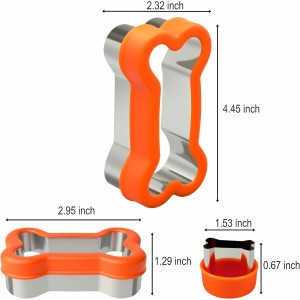 Dog Bone Shape Cookie Cutter Set, 3 Pieces - Large 4.45'' Small 2.95'' Mini 1.53'', Stainless Steel Dog Treats Cutters Biscuit Molds with Plastic Cover