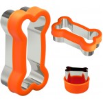 Dog Bone Shape Cookie Cutter Set, 3 Pieces - Large 4.45'' Small 2.95'' Mini 1.53'', Stainless Steel Dog Treats Cutters Biscuit Molds with Plastic Cover