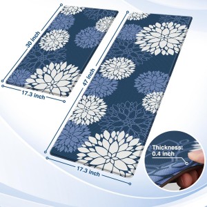 Kitchen Mats, 2PCS Non-Slip Cushioned Rugs, Anti-Fatigue Waterproof Floor Rug, Washable Standing Desk Mat, Home Laundry Office Apartment Decor and Accessories (17.3