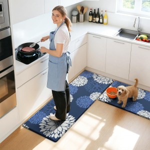 Kitchen Mats, 2PCS Non-Slip Cushioned Rugs, Anti-Fatigue Waterproof Floor Rug, Washable Standing Desk Mat, Home Laundry Office Apartment Decor and Accessories (17.3