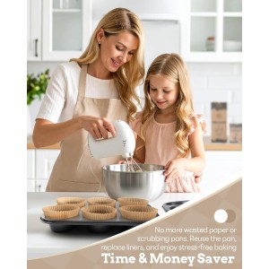 2 Pack Jumbo Muffin Pan for Baking, Extra Large Cupcake Pan includes 50 Natural Jumbo Cupcake Liners, Muffin Tin Nonstick 6 Cup, Baking Pans Set, Carbon Steel Baking Supplies