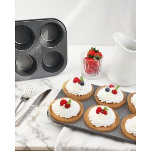 2 Pack Jumbo Muffin Pan for Baking, Extra Large Cupcake Pan includes 50 Natural Jumbo Cupcake Liners, Muffin Tin Nonstick 6 Cup, Baking Pans Set, Carbon Steel Baking Supplies