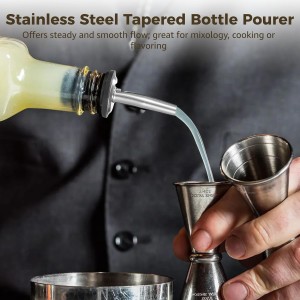 yeesport 100 PCS Stainless Steel Bottle Pourers, Tapered Liquor Pour Spout with Dust Cap for Wine Oil Vinegar Spirits, Air Vent for Smooth Flow, Includes 4 Cleaning Brushes, Bar & Kitchen Supplies