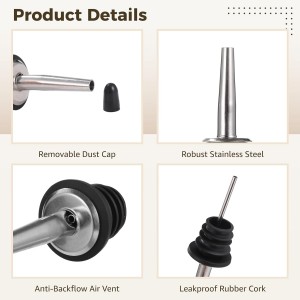 yeesport 100 PCS Stainless Steel Bottle Pourers, Tapered Liquor Pour Spout with Dust Cap for Wine Oil Vinegar Spirits, Air Vent for Smooth Flow, Includes 4 Cleaning Brushes, Bar & Kitchen Supplies