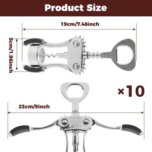 10PCS Wing Corkscrew Wine Opener Bulk,2IN1 Cork Screw Wine Bottle Opener Manual with Beer Bottles Opener Stainless Steel Wine Openers Tool for Wedding Party Favors Groomsmen Waiters Bartenders Servers