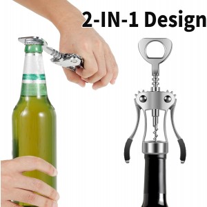 10PCS Wing Corkscrew Wine Opener Bulk,2IN1 Cork Screw Wine Bottle Opener Manual with Beer Bottles Opener Stainless Steel Wine Openers Tool for Wedding Party Favors Groomsmen Waiters Bartenders Servers