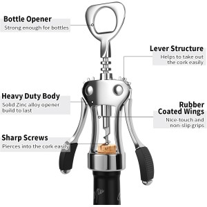 10PCS Wing Corkscrew Wine Opener Bulk,2IN1 Cork Screw Wine Bottle Opener Manual with Beer Bottles Opener Stainless Steel Wine Openers Tool for Wedding Party Favors Groomsmen Waiters Bartenders Servers