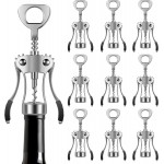 10PCS Wing Corkscrew Wine Opener Bulk,2IN1 Cork Screw Wine Bottle Opener Manual with Beer Bottles Opener Stainless Steel Wine Openers Tool for Wedding Party Favors Groomsmen Waiters Bartenders Servers