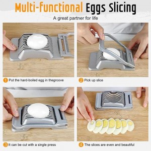Egg Slicer for Hard Boiled Eggs Egg Cutter Strawberry Slicer Heavy Duty Aluminium Tomato Slicer Stainless Steel Wire Multipurpose Egg Slicer Dicer for Soft Fruit